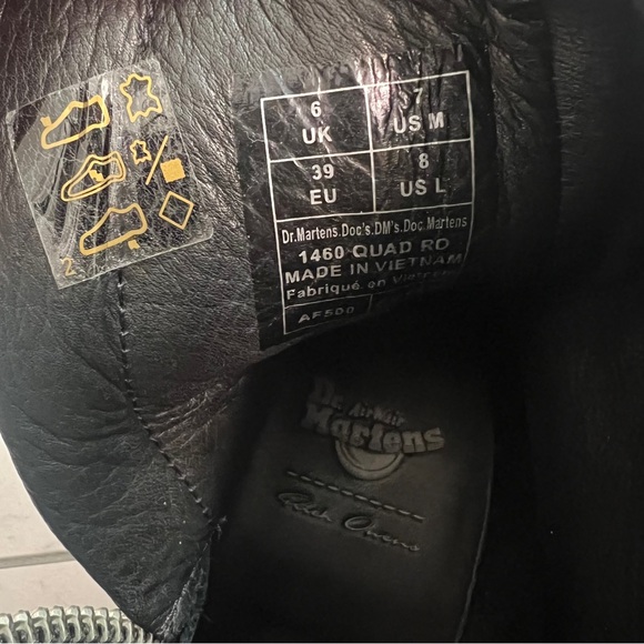 Dr. Martens Jumbo Lace 1460 Quad Rick Owens Black Platform Leather Boots Size 8 - Picture 8 of 11